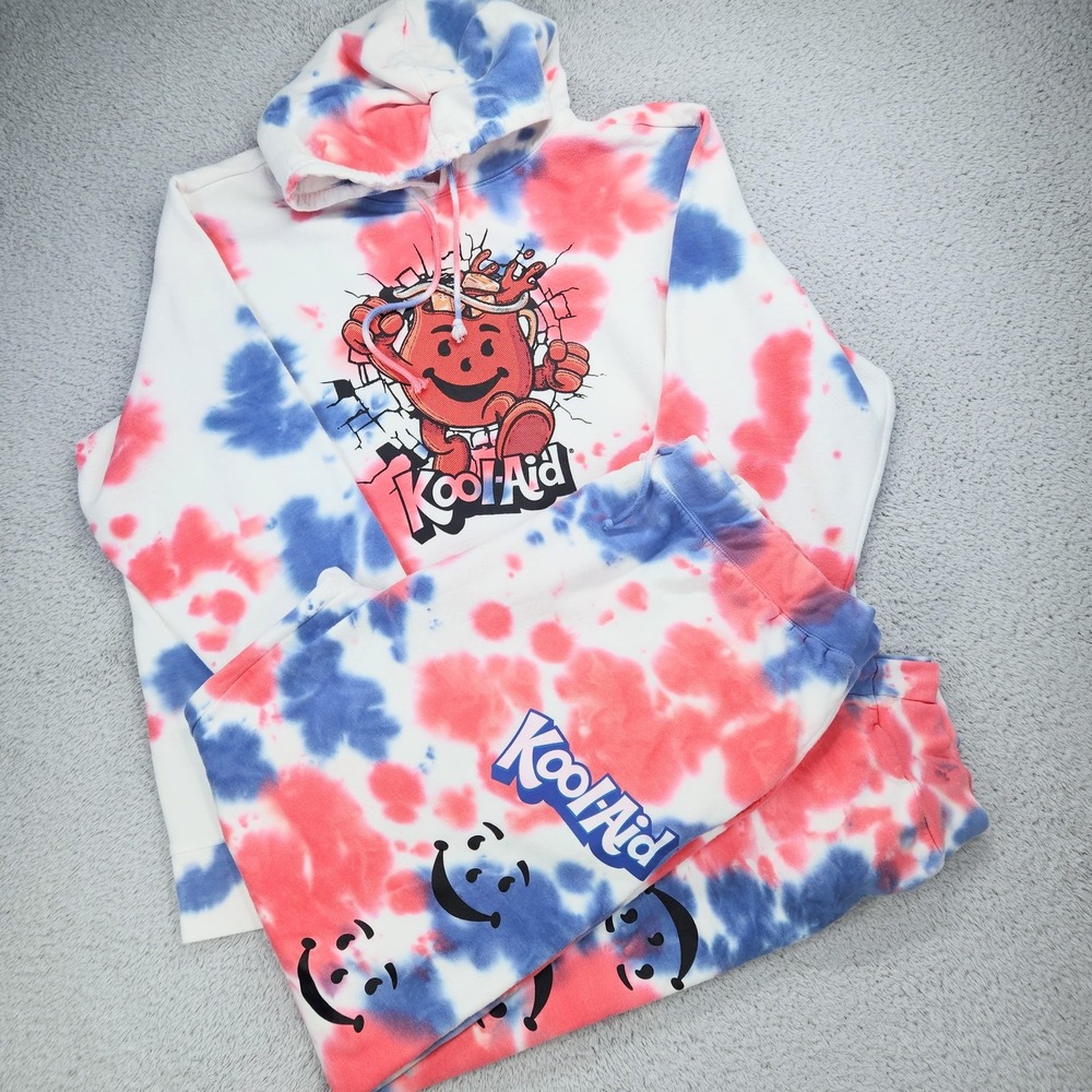 Mad Engine Kool-Aid Sweatsuit Mens 3XL Red Blue Tie Dye Hoodie Pants Fleece